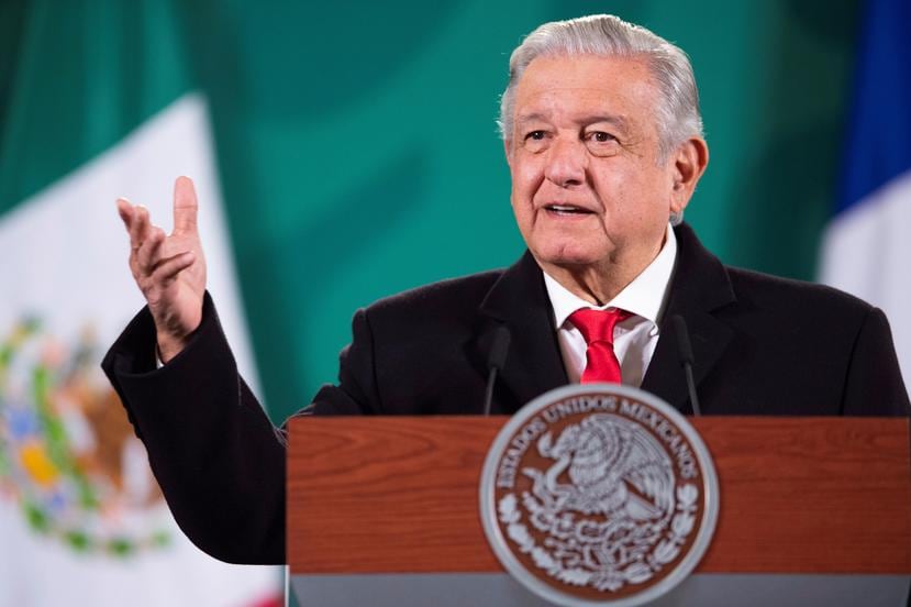 El presidente de México, Andrés Manuel López Obrador, durante una rueda de prensa el 20 de diciembre de 2021 en Palacio Nacional.