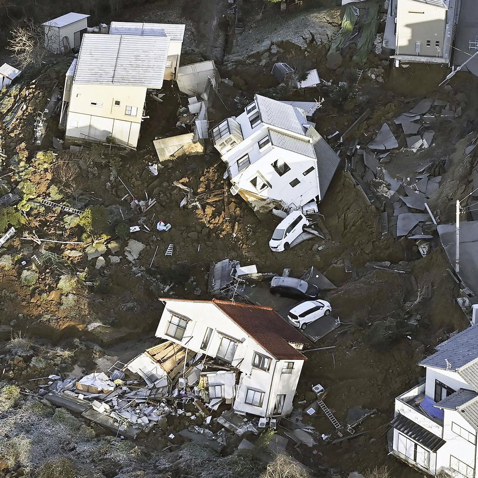 Casas destruidas por un sismo en Kanazawa, en la prefectura de Ishikawa, Japón.