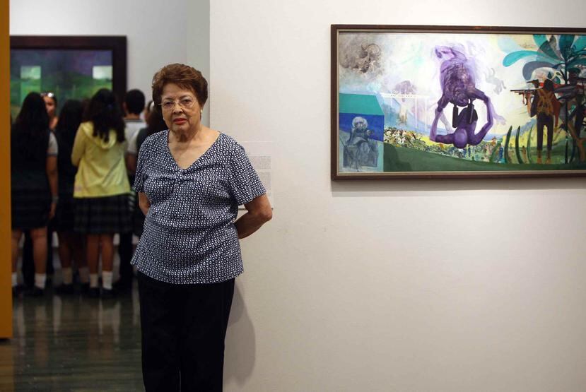 Myrna Báez en 2013 con motivo de la exhibición "Puerto Rico: puerta al paisaje" en el Museo Arte Contemporáneo de Puerto Rico.