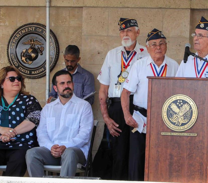 Jenniffer Gonzalez and Ricardo Rossello in the Memorial Day ceremony.