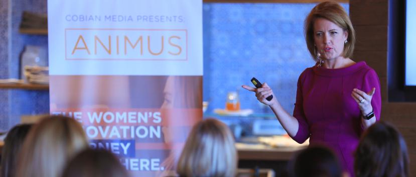 Whitney Johnson, CEO y fundadora de WLJ Advisors, ofrece una charla a las mujeres que asistieron al Animus Meet Up. (Foto: Teresa Canino / GFR Media)