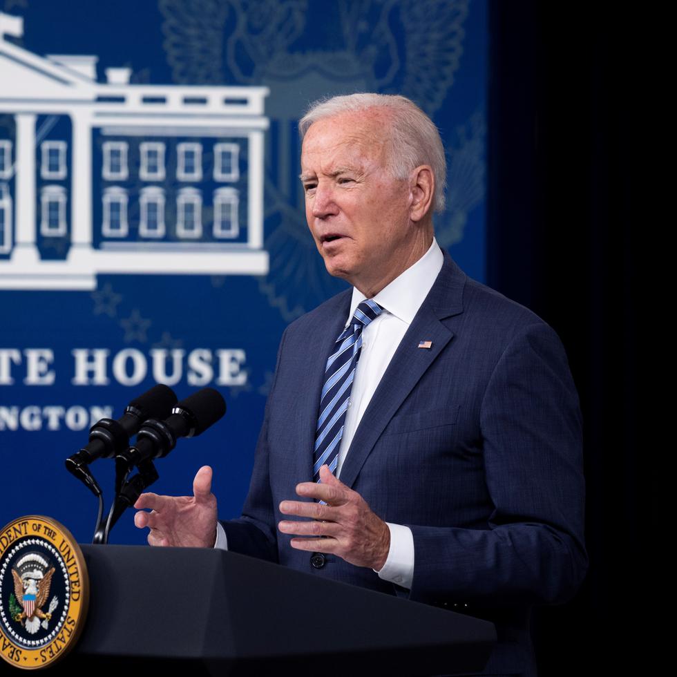 El presidente de EE.UU., Joe Biden, participa en una rueda de prensa sobre la respuesta al huracán Ida, este 2 de septiembre de 2021, en la Casa Blanca, Washington. EFE/Michael Reynolds
