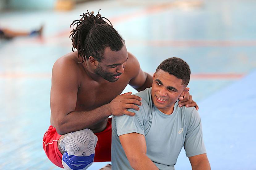 Jaime Espinal y Franklin Gómez durante un entrenamiento en Cuba. (Suministrada)