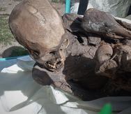 Fotografía cedida por el Ministerio de Cultura, que muestra una momia prehispánica.