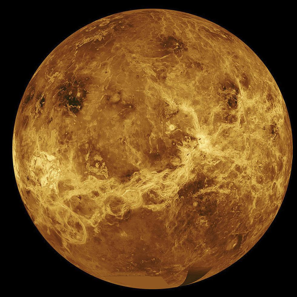 Esta imagen facilitada por la NASA muestra el planeta Venus. La imagen fue configurada con datos de la sonda Magellan y del Orbitador Pioneer Venus, ambas estadounidenses. (NASA/JPL-Caltech vía AP)