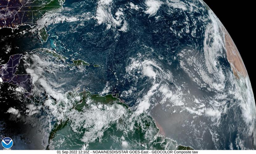 GOES-East satellite image showing cloud extent from Invest 91L.  Taken on the morning of September 1, 2022.