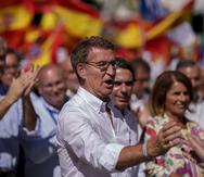 Alberto Feijóo, líder del Partido Popular, durante un mitin en Madrid, España, el domingo 24 de septiembre de 2023.