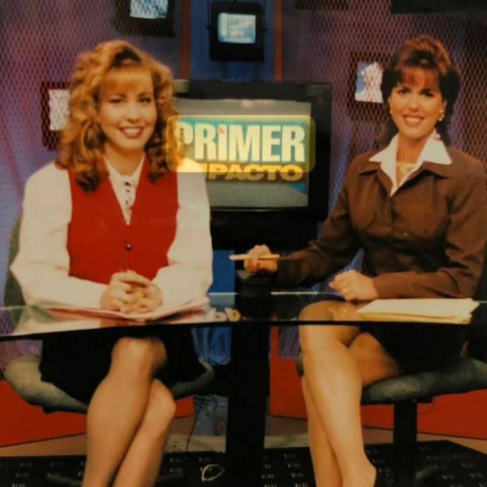 Myrka Dellanos y María Celeste Arrarás en el 1994 en Primer Impacto.