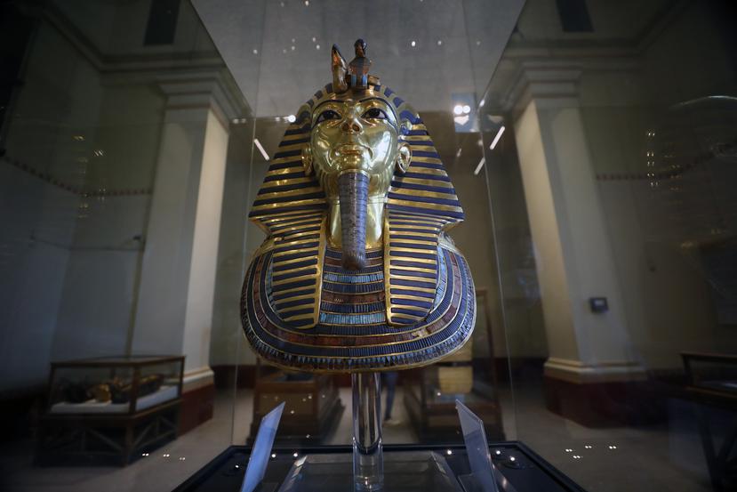 La máscara funeraria de Tutankamón expuesta en el Museo Egipcio de Antigüedades.