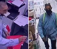 Imágenes suministradas por la Policía del sospechoso de un robo a una farmacia en Gurabo.
