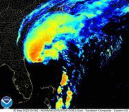 Imagen infrarroja del huracán Ian a las 11 de la noche.