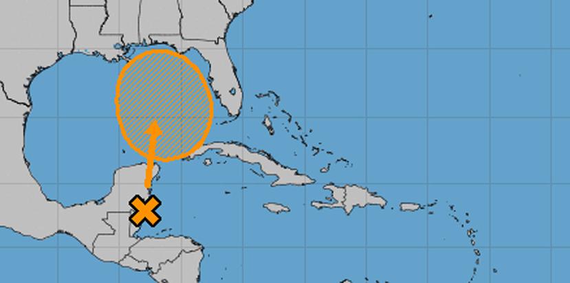 Proyección de la baja presión que se encuentra al sur de la Península de Yucatán.  (Captura / NOAA)