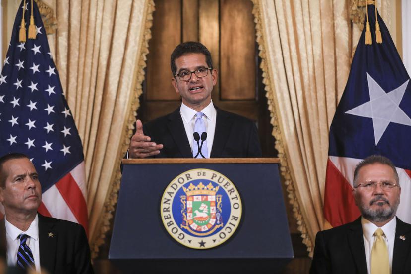 Pedro Pierluisi durante su primera rueda de prensa el viernes en la que anunció que se somtería al proceso de ratificación del Senado.