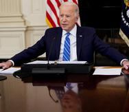 El presidente de Estados Unidos, Joe Biden, habla durante una reunión con consejeros delegados de distintas empresas en la Casa Blanca, en Washington.