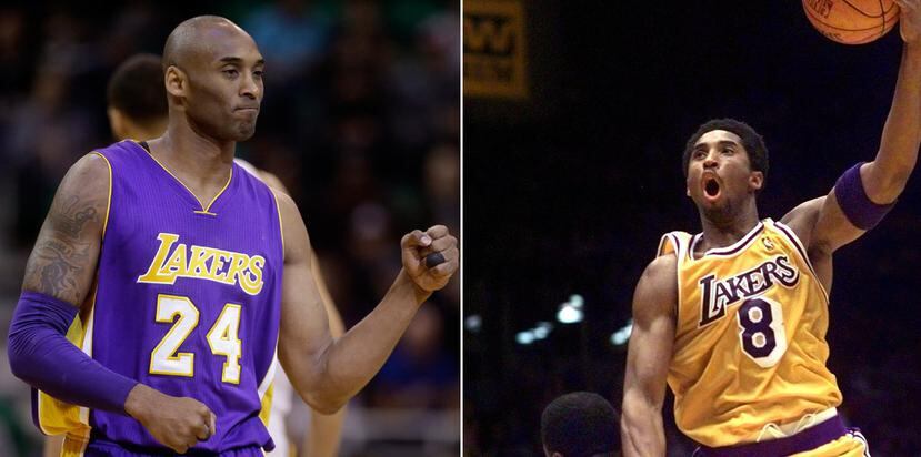 Bryant lució el 8 entre 1996 y 2006, cuando se lo cambió al 24 por el resto de una carrera de 20 años solo con los Lakers. (AP)