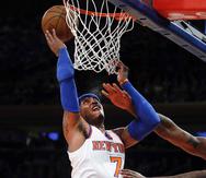 Carmelo Anthony no vio acción en el último partido de los Knicks.