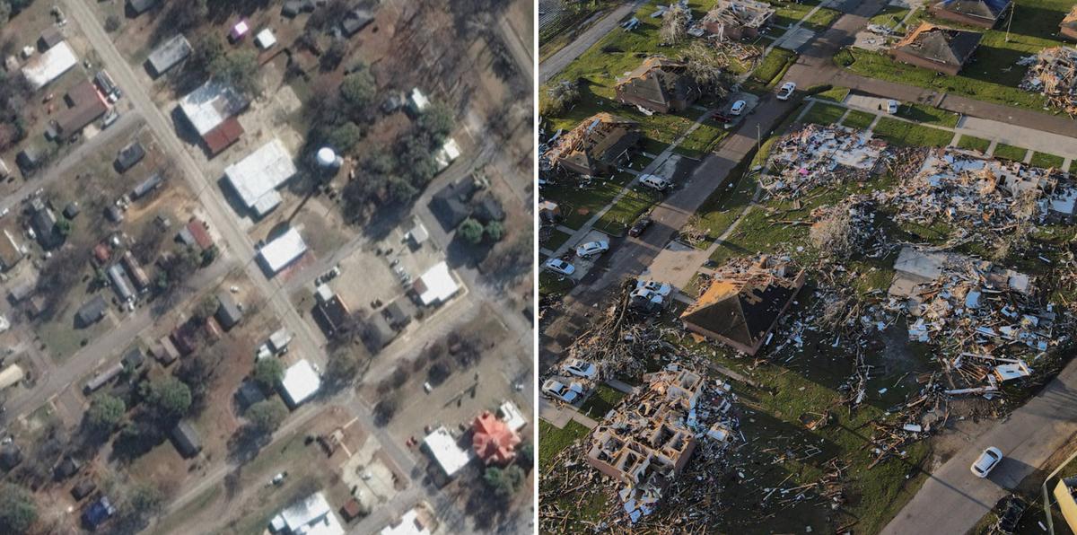 Desgarrador antes y después por poderoso tornado en Mississippi