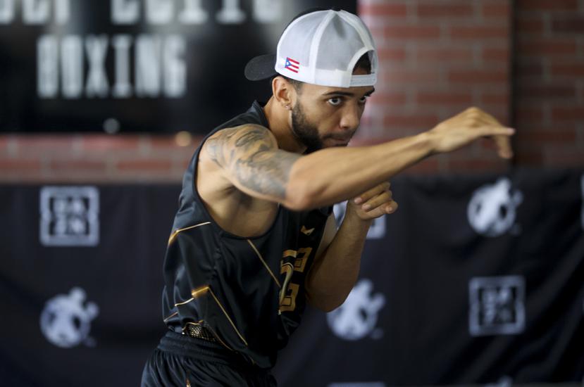El boxeador puertorriqueño Oscar "El Pupilo" Collazo realizó un entrenamiento público en el gimnasio Wolf Elite Boxing Club, en San Juan.
