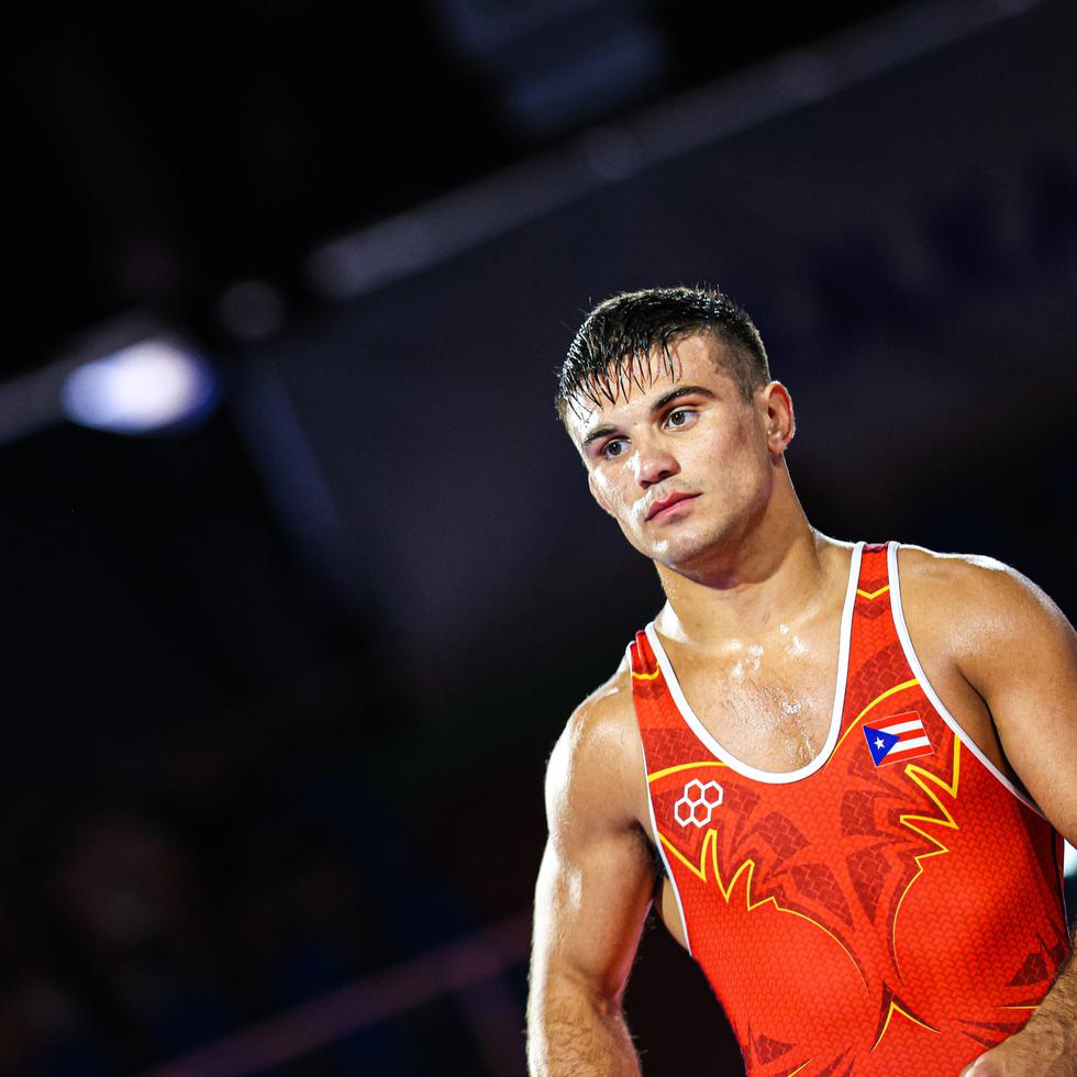Sebastián Rivera durante el Campeonato Mundial de lucha.