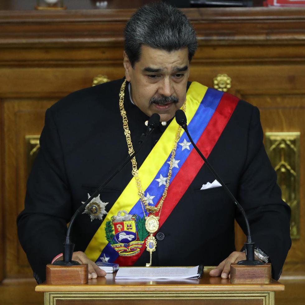 El presidente de Venezuela, Nicolás Maduro, ofrece un discurso ante la Asamblea Nacional durante una rendición de cuentas sobre su Gobierno en el año 2022 en Caracas.