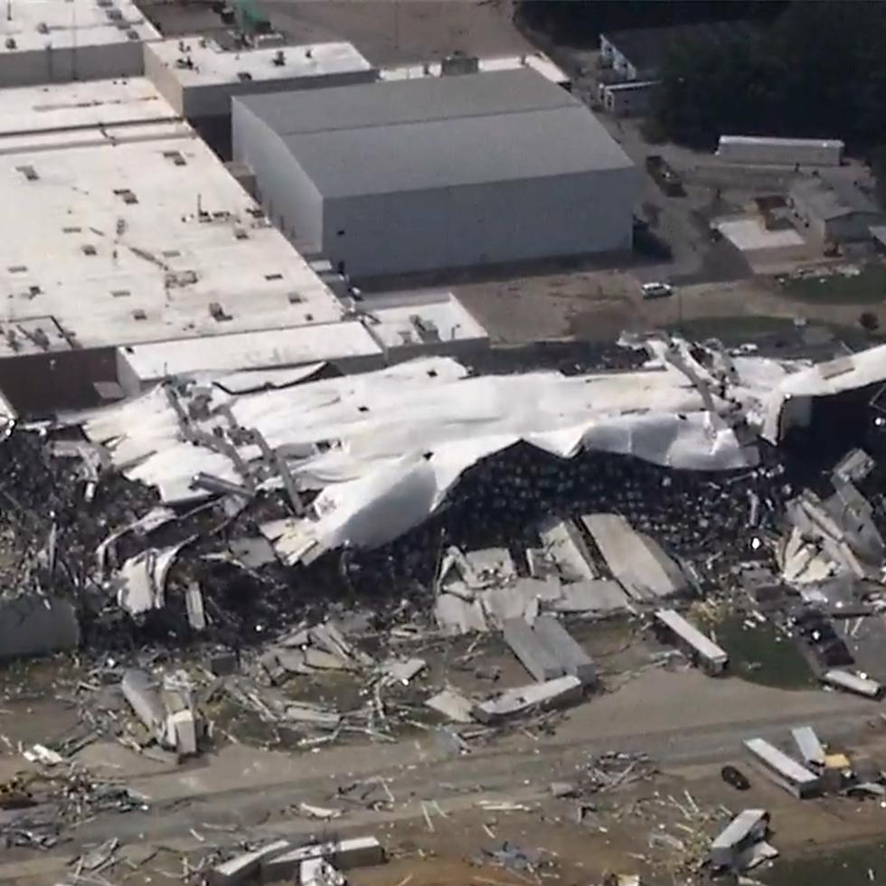 La planta de Pfizer que resultó afectada por un tornado en Rocky Mount, Carolina del Norte.