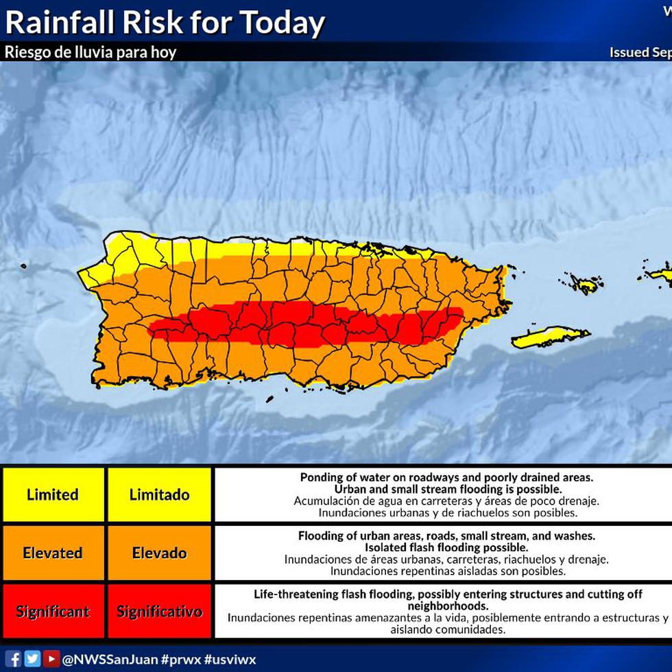 Se espera que la actividad de lluvia se concentre, mayormente, en el área de la Cordillera Central y se mueva a los municipios alrededor de la zona.