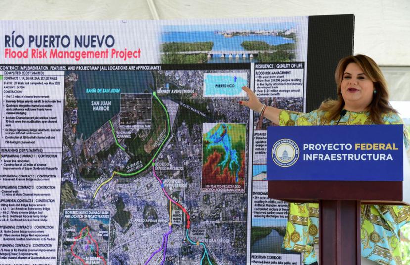 La comisionada residente Jenniffer González Colón participó de la asignación de fondos para esta obra en el Congreso y convocó la conferencia de prensa para el anuncio.