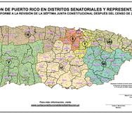 Mapa electoral: división de distritos senatoriales y representativos.