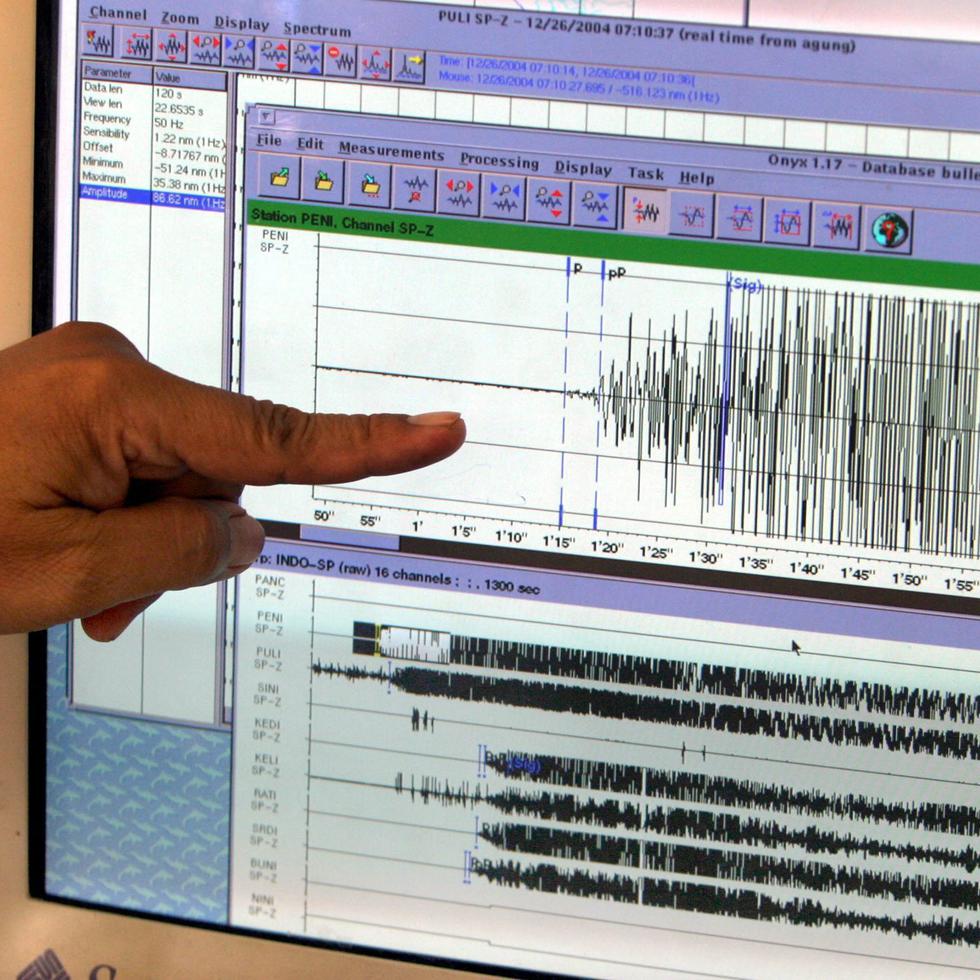 Sismógrafo que muestra la fluctuación de magnitud de un temblor.