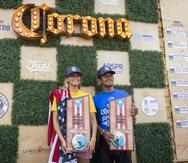 Zoey Benedetto y Joaquín Del Castillo, ganadores del  Corona Extra Pro Surf Circuit en Isabela.