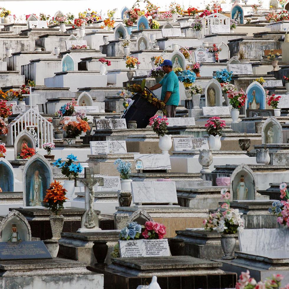 Los días 2 de noviembre, los cementerios se llenan de flores.