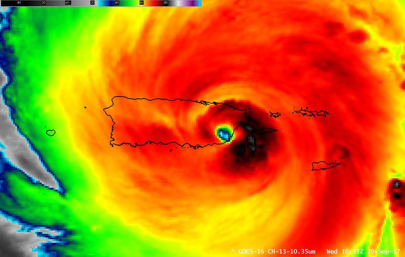 El huracán María tocó tierra en el sureste de Puerto Rico. (Captura de pantalla del SNM)
