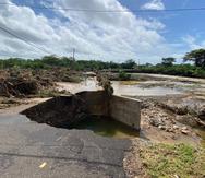 Daños en la comunidad Borinquen, en Guayama, donde se fueron cinco casas por el impacto del huracán Fiona, el 20 de septiembre de 2022. Cuatro de las residencias estaban deshabitadas.
