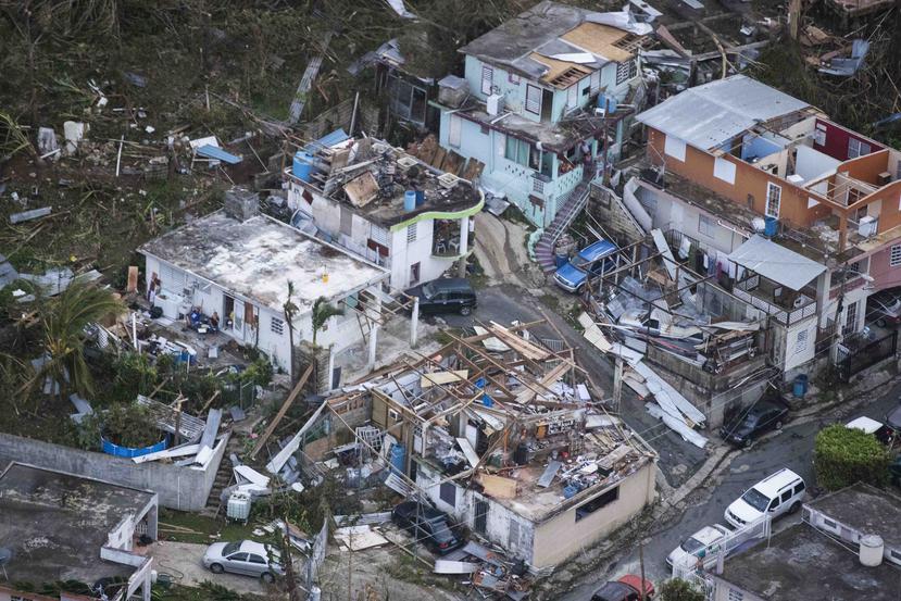 Una vista aérea de los destrozos provocados por el huracán María en el pueblo de Trujillo Alto. (Archivo / GFR Media)