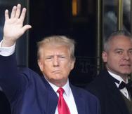 Former President Donald Trump leaves Trump Tower in New York on Tuesday, April 4, 2023. Trump will surrender in Manhattan to face criminal charges stemming from 2016 hush money payments. (AP Photo/Bryan Woolston)