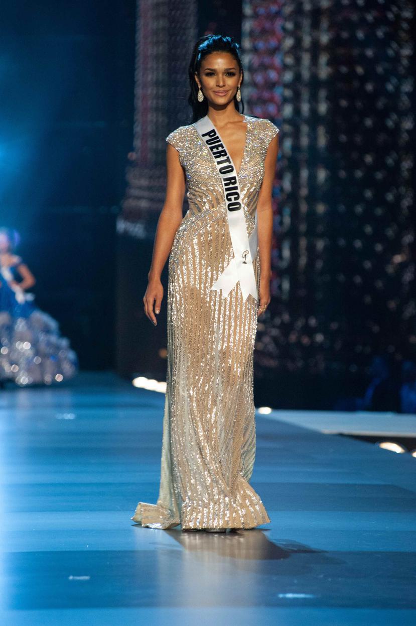Kiara Liz Ortega durante la semifinal de Miss Universe. (AP)