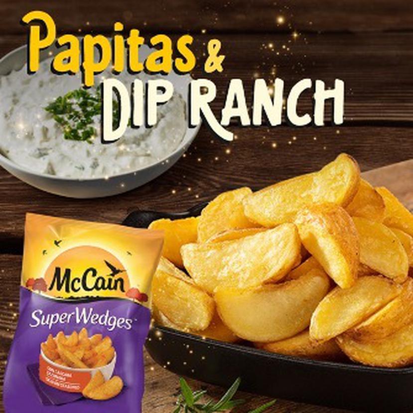 Papitas y Dip Ranch con Papas Super Wedges McCain
