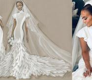 Jlo utilizó tres vestidos creados por Ralph Lauren en el festejo de su boda con Ben Affleck.
