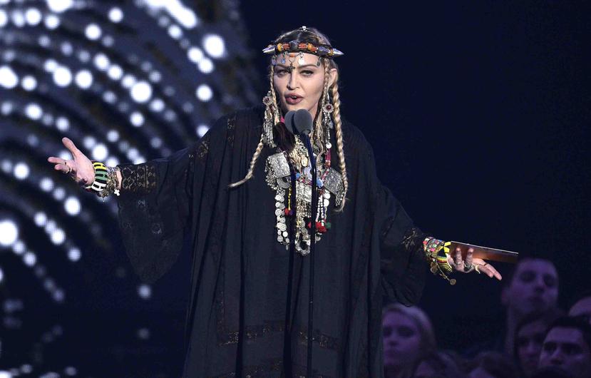 Madonna presenta un homenaje a Aretha Franklin durante la ceremonia de los Premios MTV a los Videos Musicales, el lunes 20 de agosto del 2018 en Nueva York. (AP)