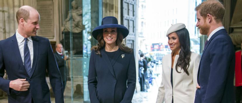 El príncipe Harry y su esposa, Kate Middeton junto al príncipe Harry y su prometida, Megan Markle. (Paul Grover/Daily Telegraph/PA Wire)