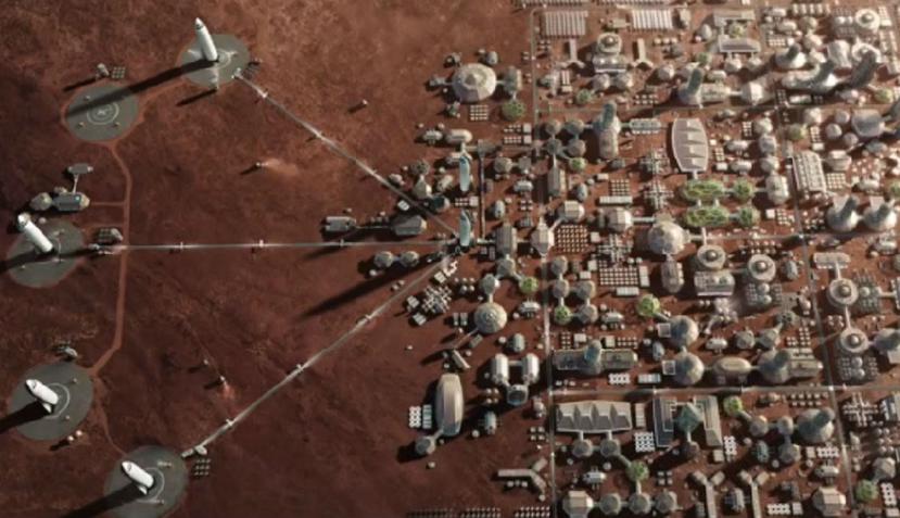 SpaceX muestra cómo podría desarrollarse un primer sistema de edificaciones en Marte que respalde la presencia humana en aquel planeta (Fuente / SpaceX).