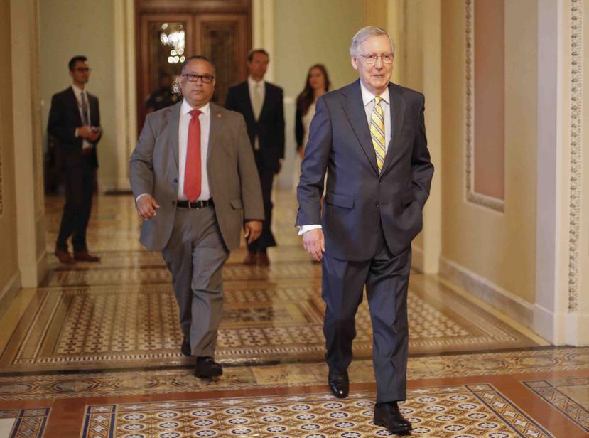 El líder de la bancada republicana en el Senado Mitch McConnell en el Capitolio, en Washington. (AP)