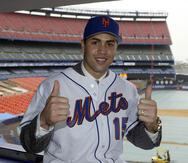 Imagen de Carlos Beltrán en 2005 cuando firmó con los Mets de Nueva York a los 27 años, un contrato por siete temporadas y $119 millones, récord entonces para un puertorriqueño.