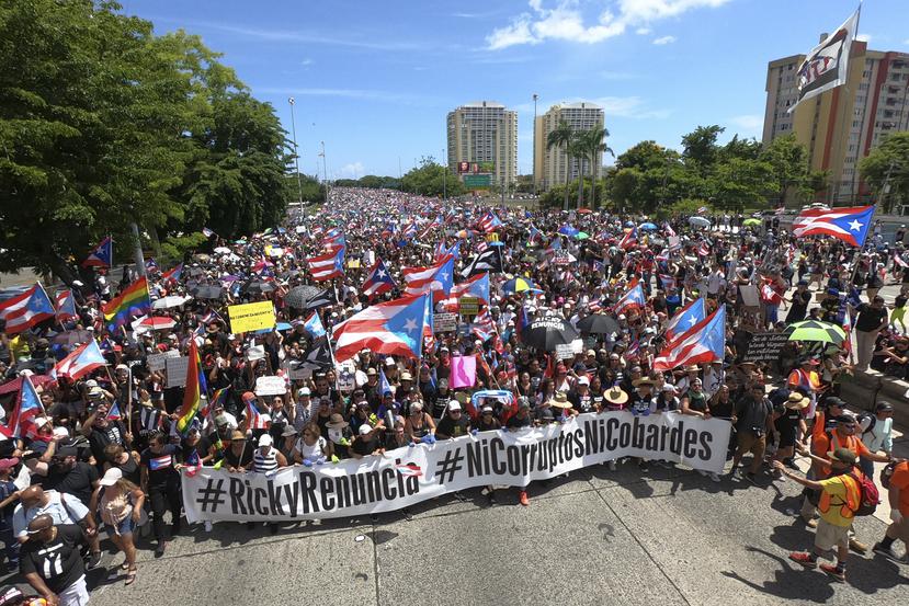 Una marcha contra el exgobernador Ricardo Rosselló en julio del 2019.