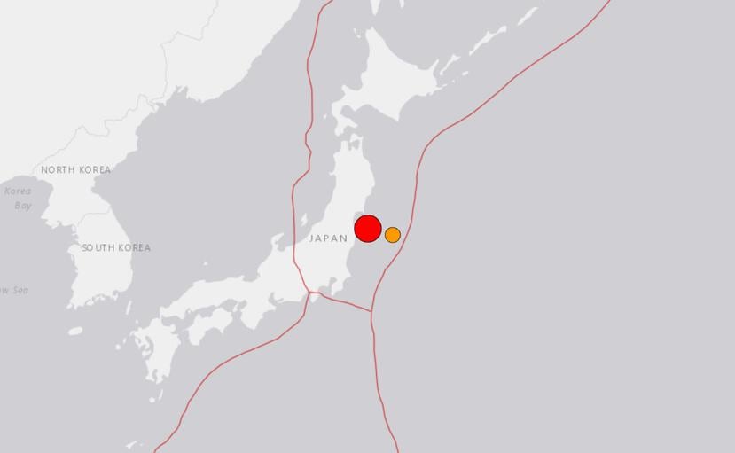 El punto rojo muestra el lugar donde se registró el intenso terremoto.