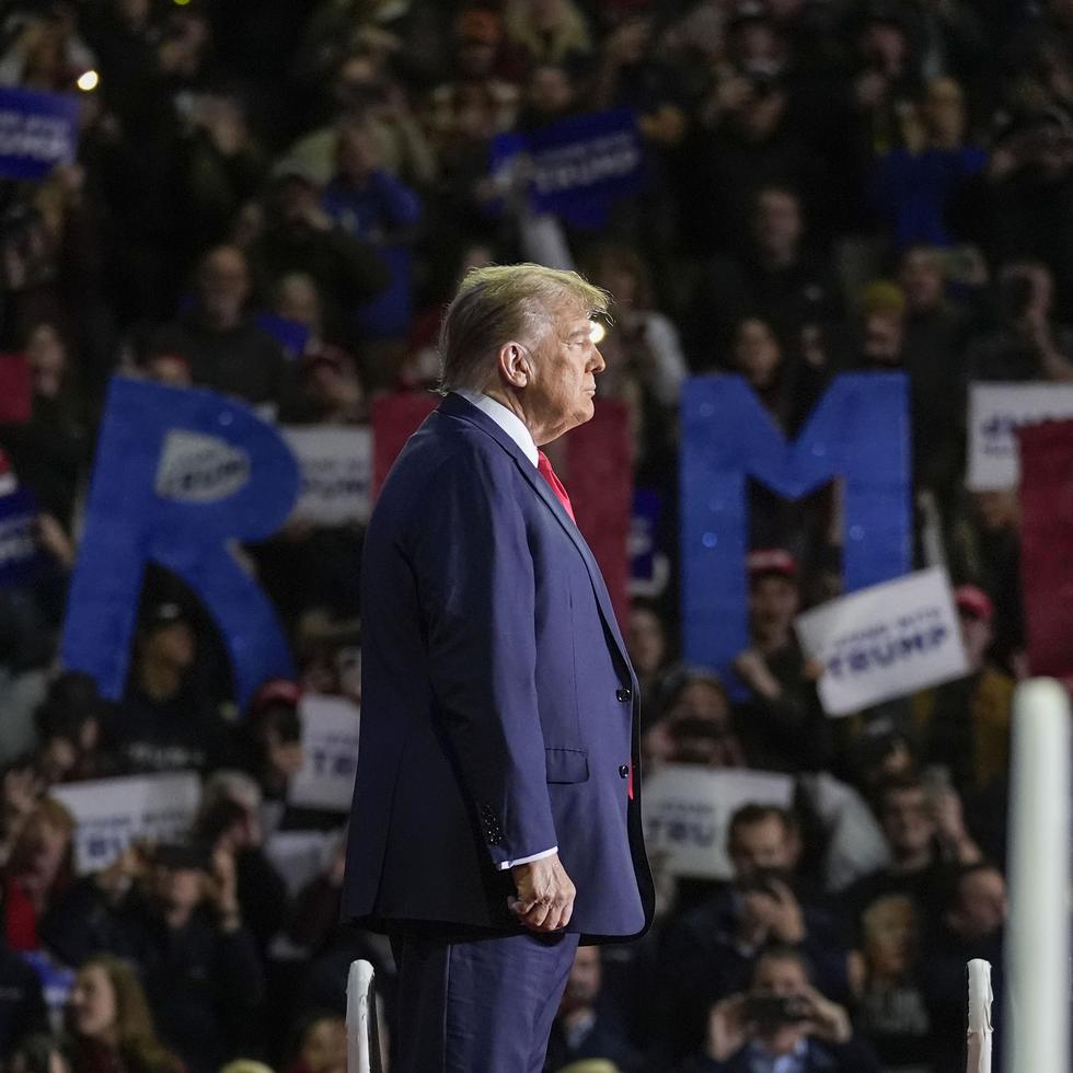 Donald Trump hizo campaña el sábado en Manchester, Nuevo Hampshire.