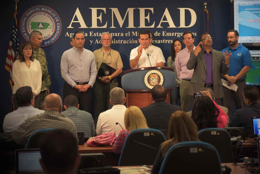 El gobernador ofreció su segunda conferencia de prensa del día sobre el huracán María.