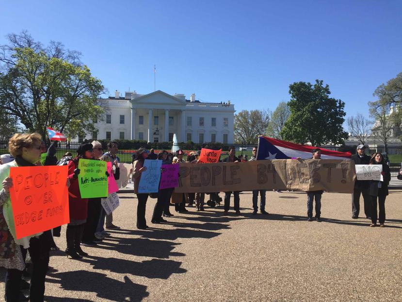 La manifestación fue convocada por la delegación que vino a Washington para declarar ayer ante la Comisión Interamericana de Derechos Humanos. (Suministrada)