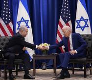 El presidente estadounidense, Joe Biden se reúne con el primer ministro israelí, Benjamin Netanyahu, en Nueva York, miércoles 20 de septiembre de 2023.