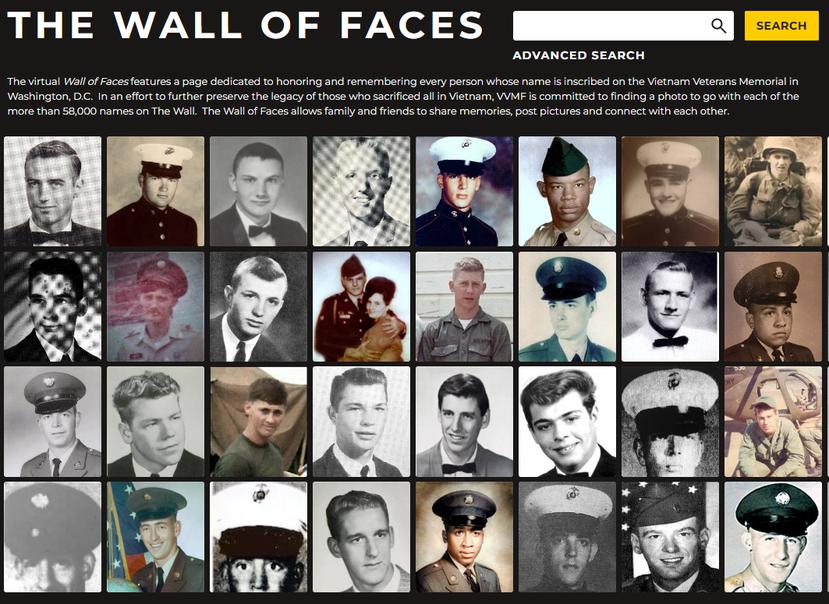 El sitio web busca poner rostro a todas las personas nombradas en el Vietnam Veterans Memorial en Washington DC.